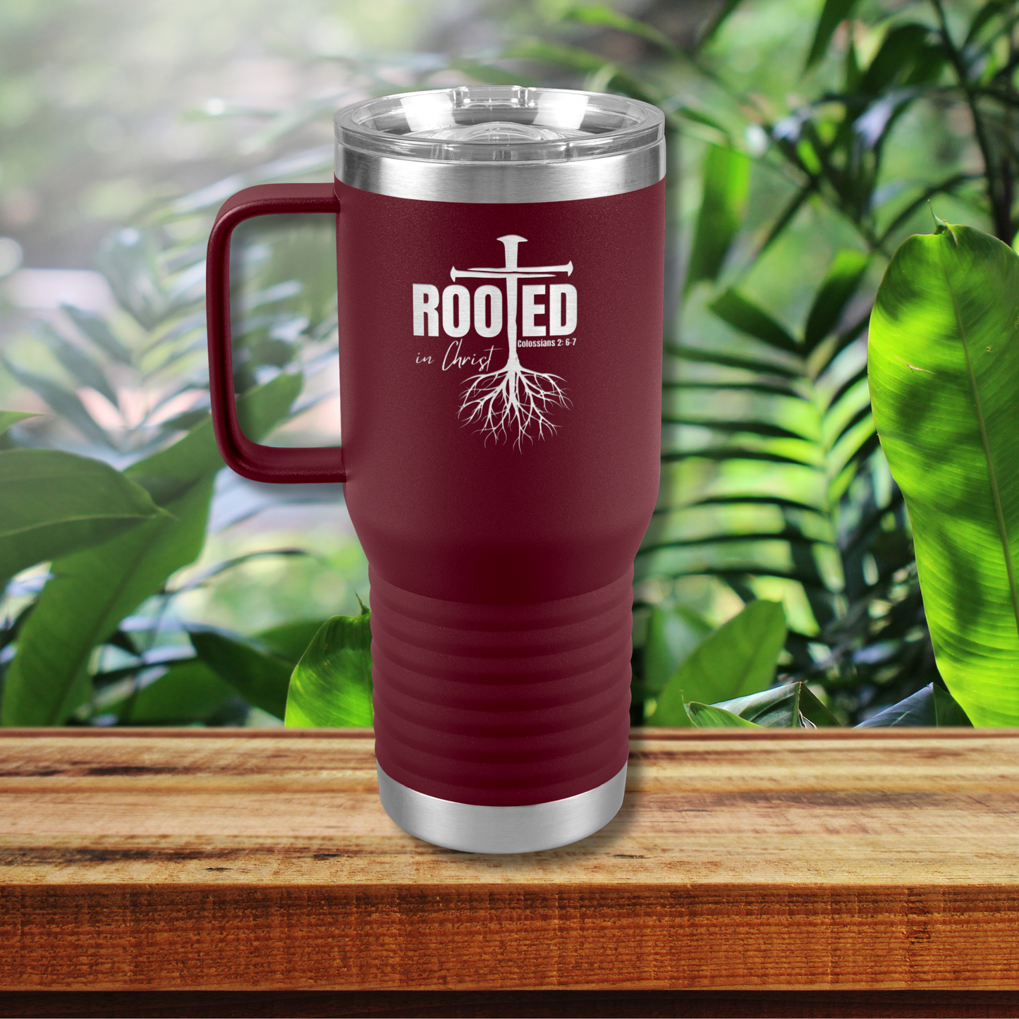 Rooted in Christ 20oz. Tumbler with Handle