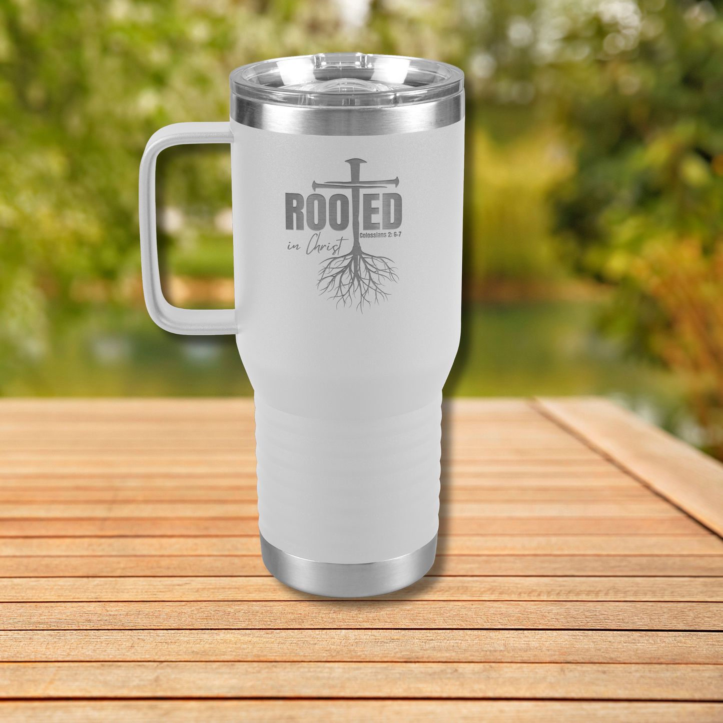 Rooted in Christ 20oz. Tumbler with Handle