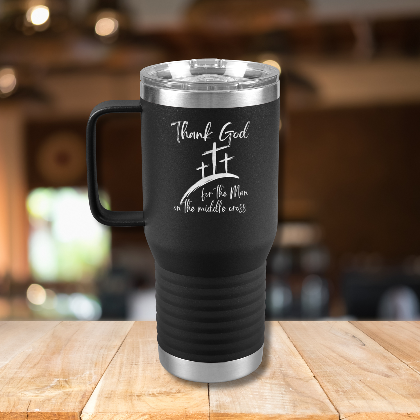 Man on the Middle Cross 20 oz. Tumbler with Handle